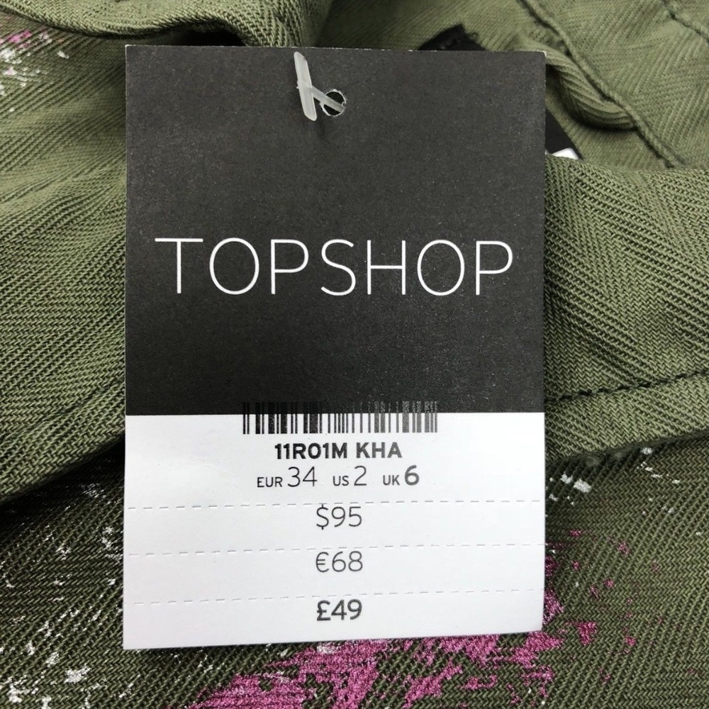 Topshop $95 Button Paint Splatter Military Jacket - image 2